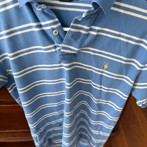 Ralph Lauren Blue and White Striped Polo Shirt